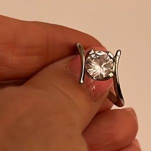 Round Solitaire Diamond Crystal Engagement Ring